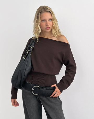 Image of Jalira Asymmetrischer Pullover in Braun