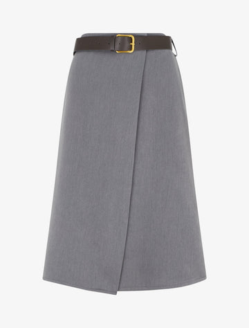 Jupe mi-longue style portefeuille - Gris foncé - 1