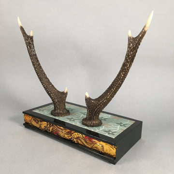 Japanese Antler Display Vtg Deer Sword Stand Katana Holder Wood Replica JK116