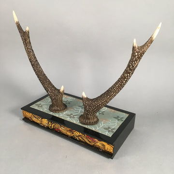 Japanese Antler Display Vtg Deer Sword Stand Katana Holder Wood Replica JK117