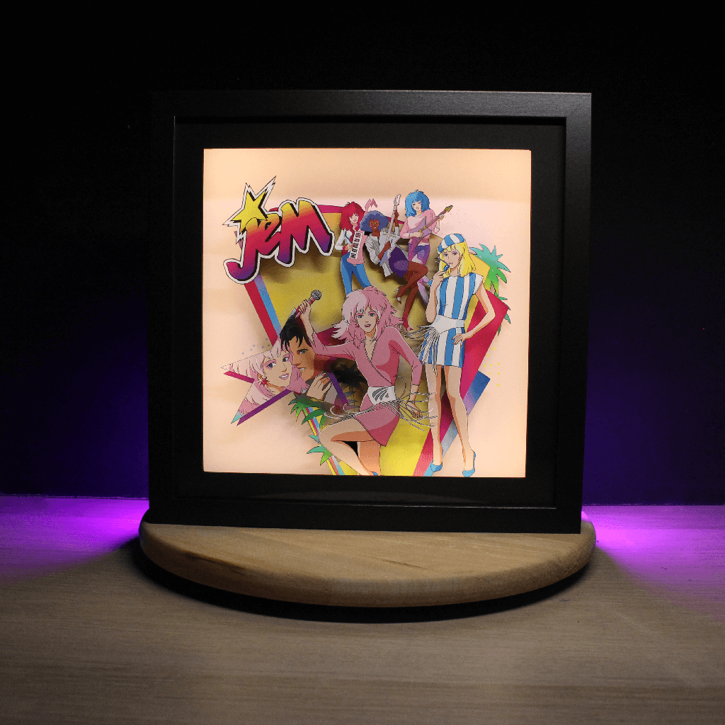Dioramax - Cadre lumineux LED Jem | Déco Gaming-room | Tableau lumineux | Affiche jeux vidéo | Idée cadeau gamer | Retro-gaming