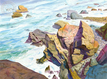 Patrick's Point, California art by John Norman Stewart. Museum quality fine art giclée prints for sale at CaliforniaWatercolor.com - original California paintings, & premium giclée prints for sale