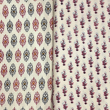 Cotton Block Printed Kurta-Bottom Fabric Set