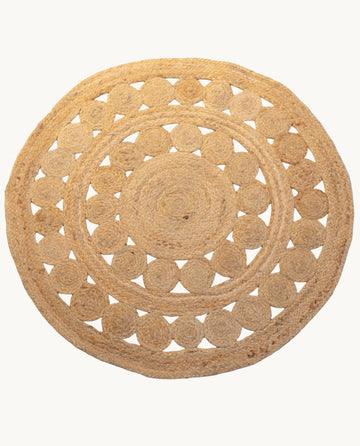 ALFOMBRA REDONDA DE YUTE NATURAL, 180 CM DE DIAMETRO