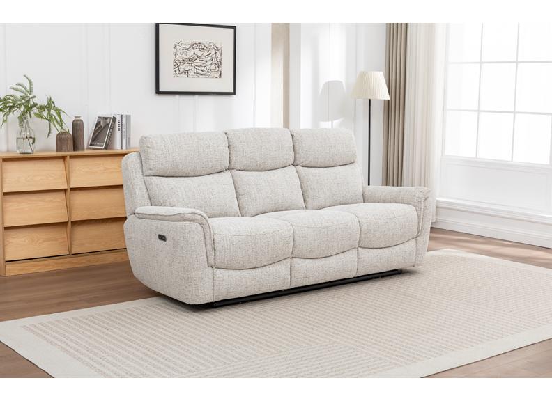Kelmire Fabric Powered 3PP With Beige Fabric Upholstery | Electric Recliner Sofa for Luxury Home Comfort