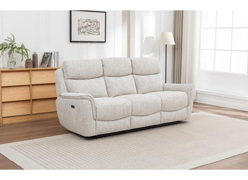 Kelmire Fabric Powered 3PP With Beige Fabric Upholstery | Electric Recliner Sofa for Luxury Home Comfort