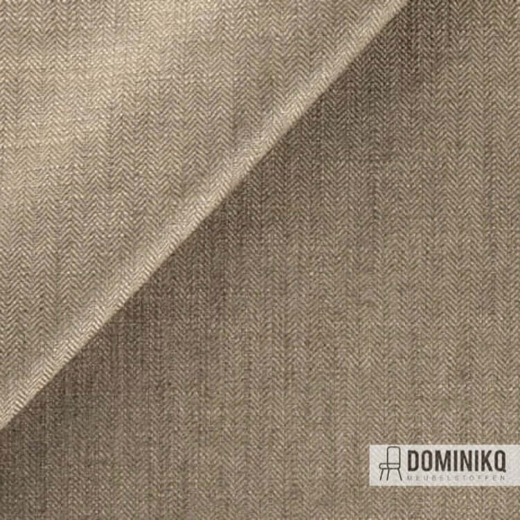 Neutrale chevron meubelstof Flint van Kvadrat Sahco, geschikt voor grote en kleine oppervlaktes, 70% viscose en 30% linnen.