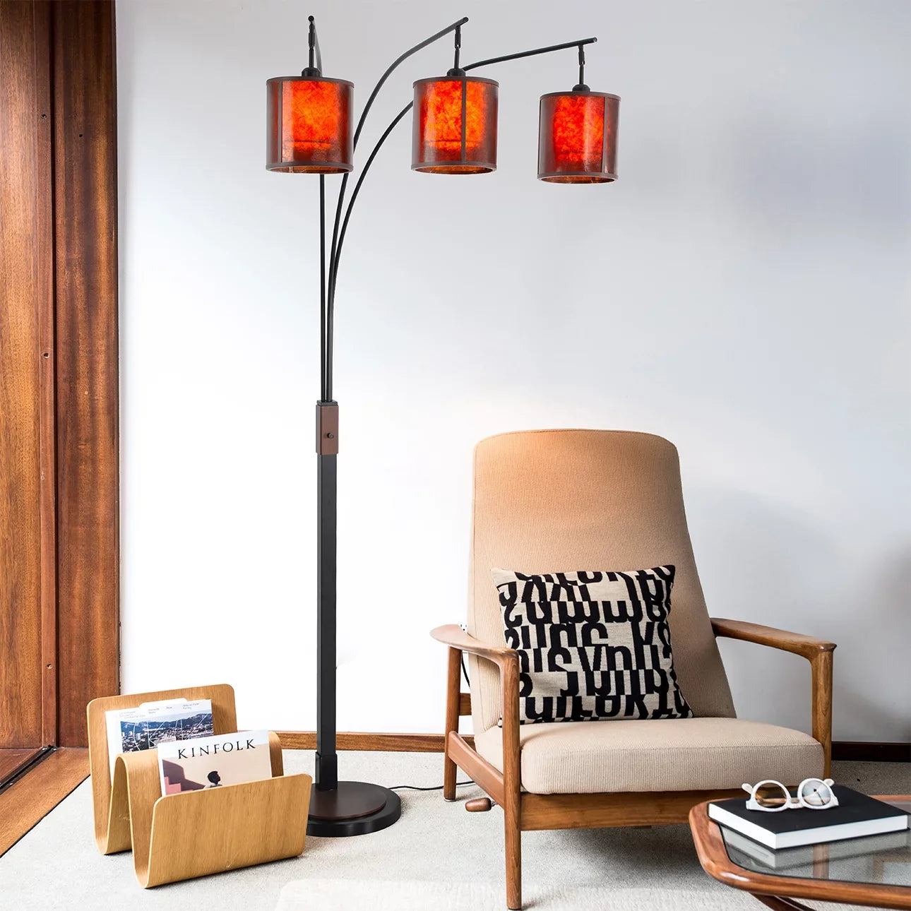 Layers Natural Mica 3 Light Arc - Floor Lamp Floor Lamp NOVA of California