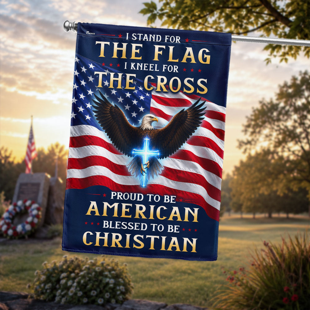 Christian Patriotic Flag, I Kneel for the Cross Stand for Flag Eagle Decor