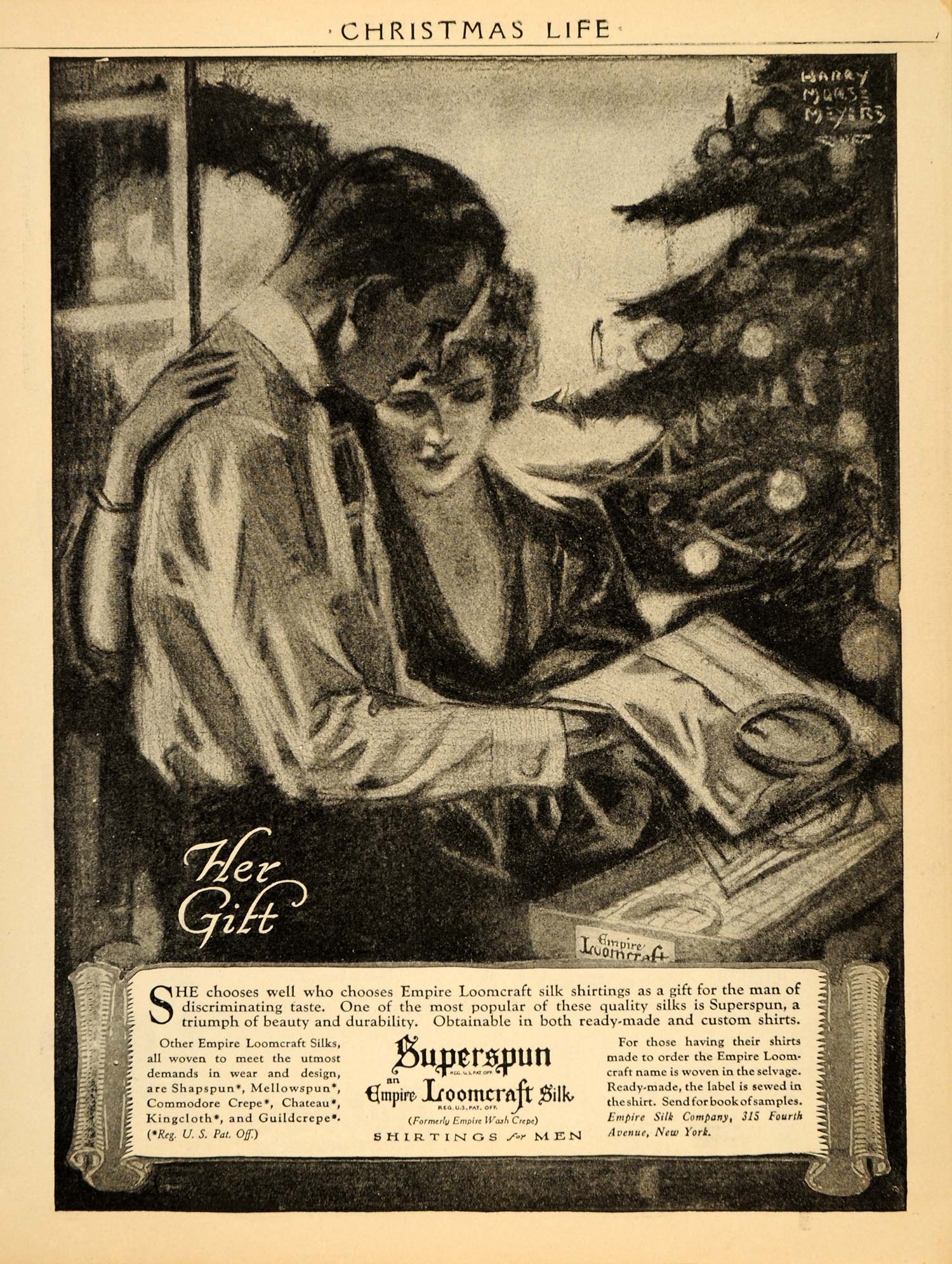1919 Ad Christmas Gift Empire Silk Shirt Harry Meyers - ORIGINAL ADVERTISING LF2