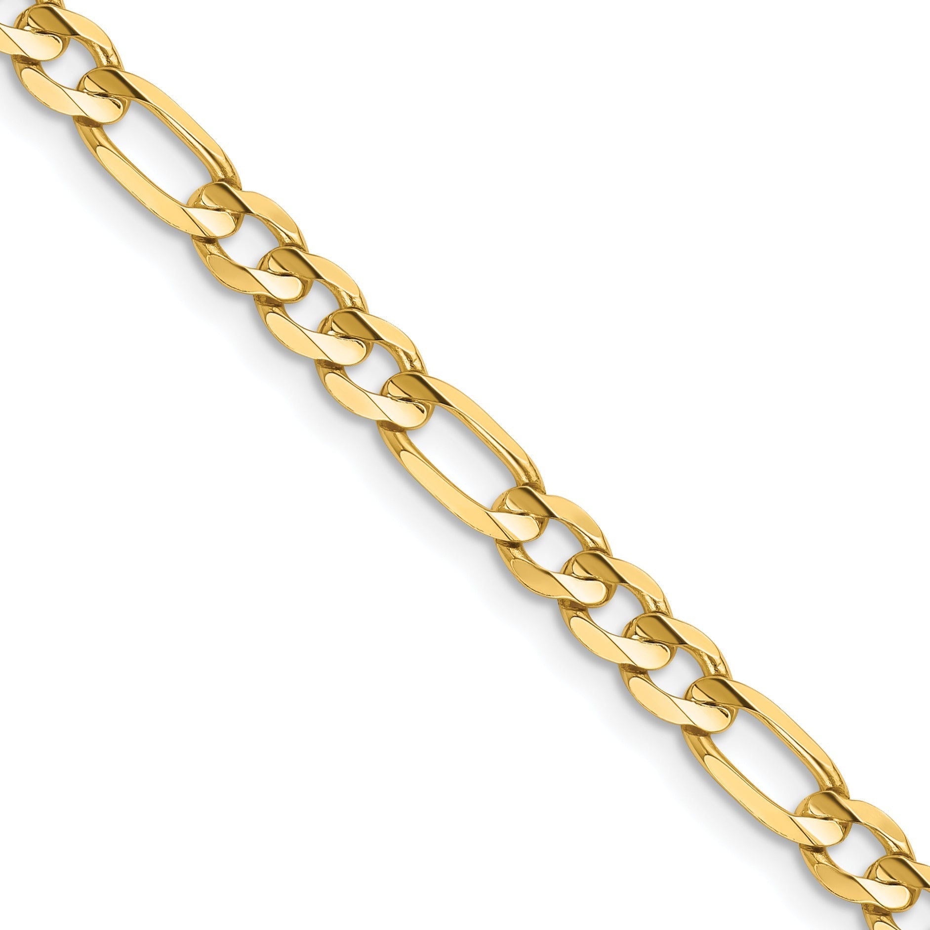 14K Yellow Gold 4.5mm Concave Open Figaro With Lobster Clasp Chain Necklace