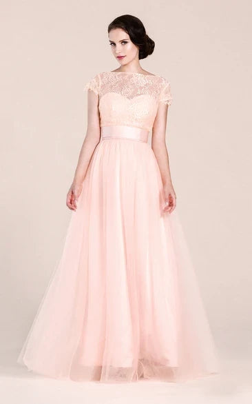 Lace floor-length short-sleeved A-line back with butterfly festival maxi dress bridesmaid dress wedding guest dress
