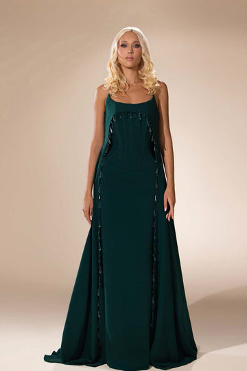 Crystal-Embellished A-line Dress - FOSTANI.com