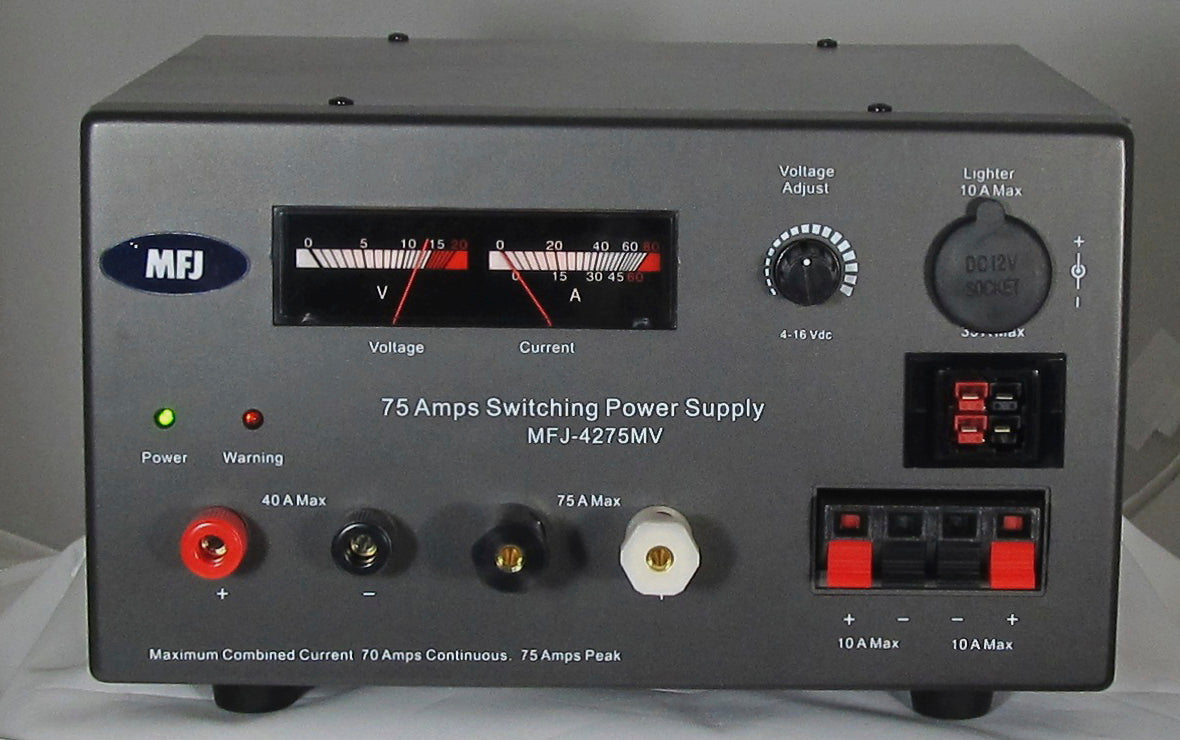MFJ-4275MV, SWITCH PS, 75A, 13.6V ADJ, MTR, PP, BP, 110-220VAC