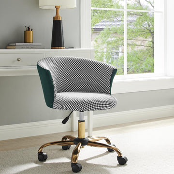 Kylie Houndstooth and Velvet Swivel Chair - daals