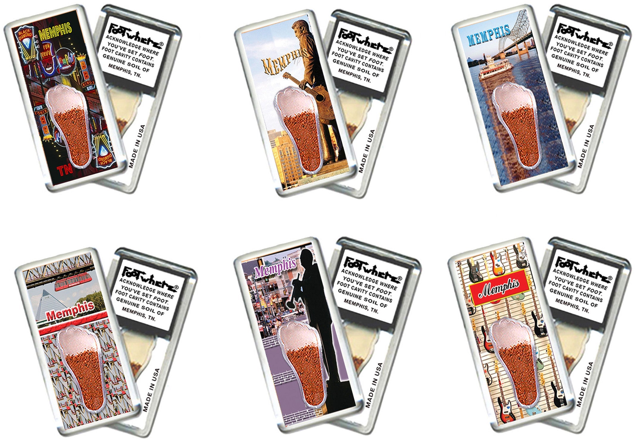 Memphis FootWhere® Souvenir Magnets. 72 pieces/6 assorted styles.