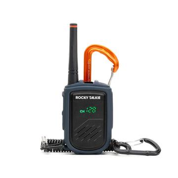 Rocky Talkie mountain radio walkie talkie with orange carabiner