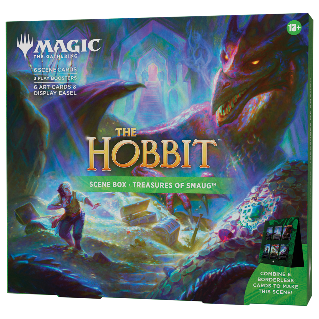 Magic The Gathering The Hobbit Scene Box Treasures of Smaug with dragon artwork and display cards