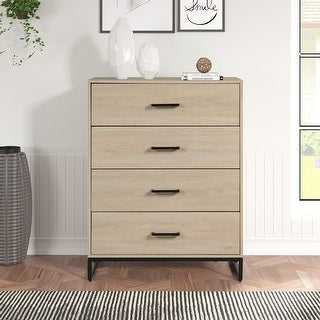 Industrial 4 Drawer Dresser, Bedroom, Beige Oak - none - Bed Bath & Beyond