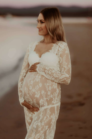 Sheer Lace Maternity Photoshoot Dress Hire
