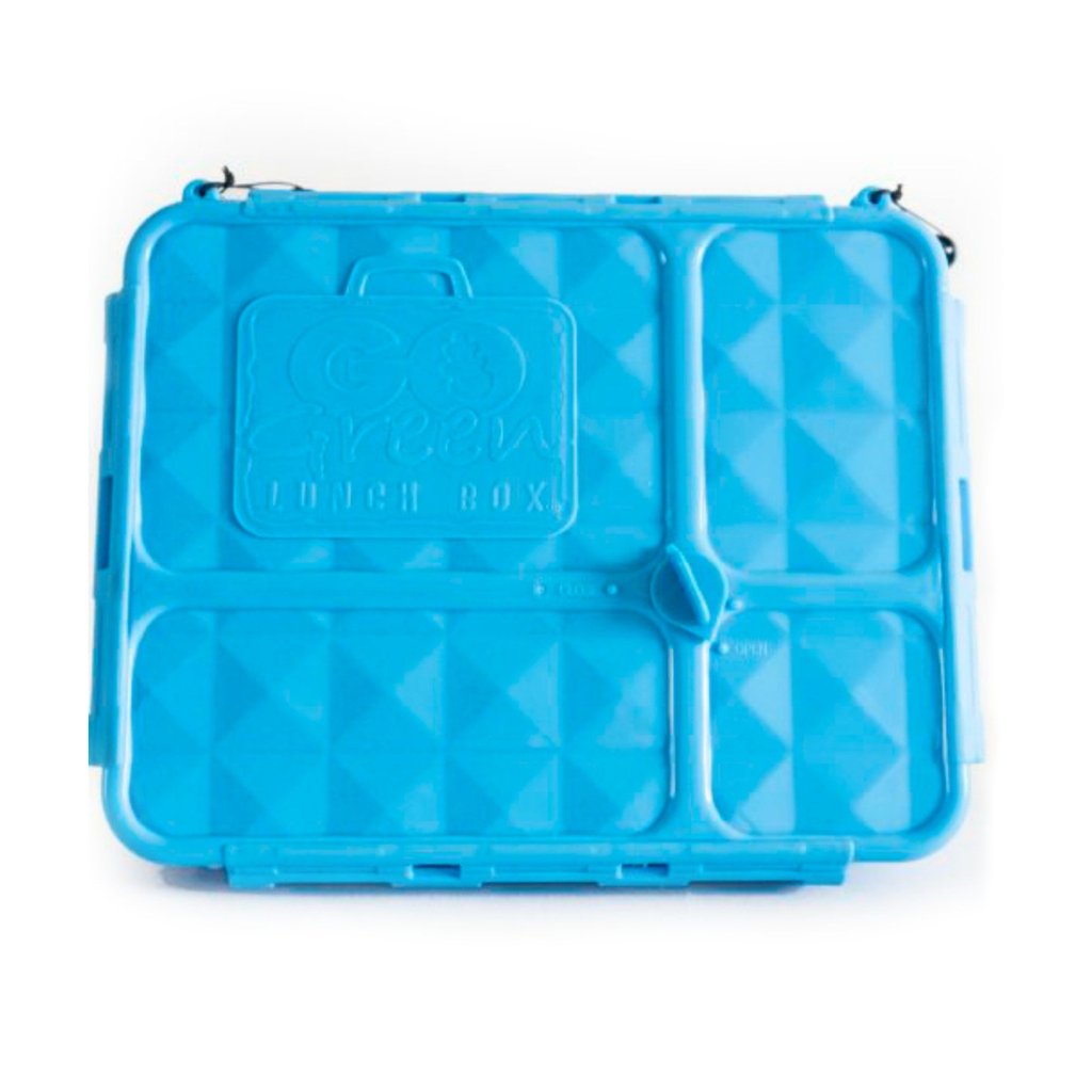 a picture of Go Green Medium  Lunch Box - Blueon a white background for making mealtime fun and playful