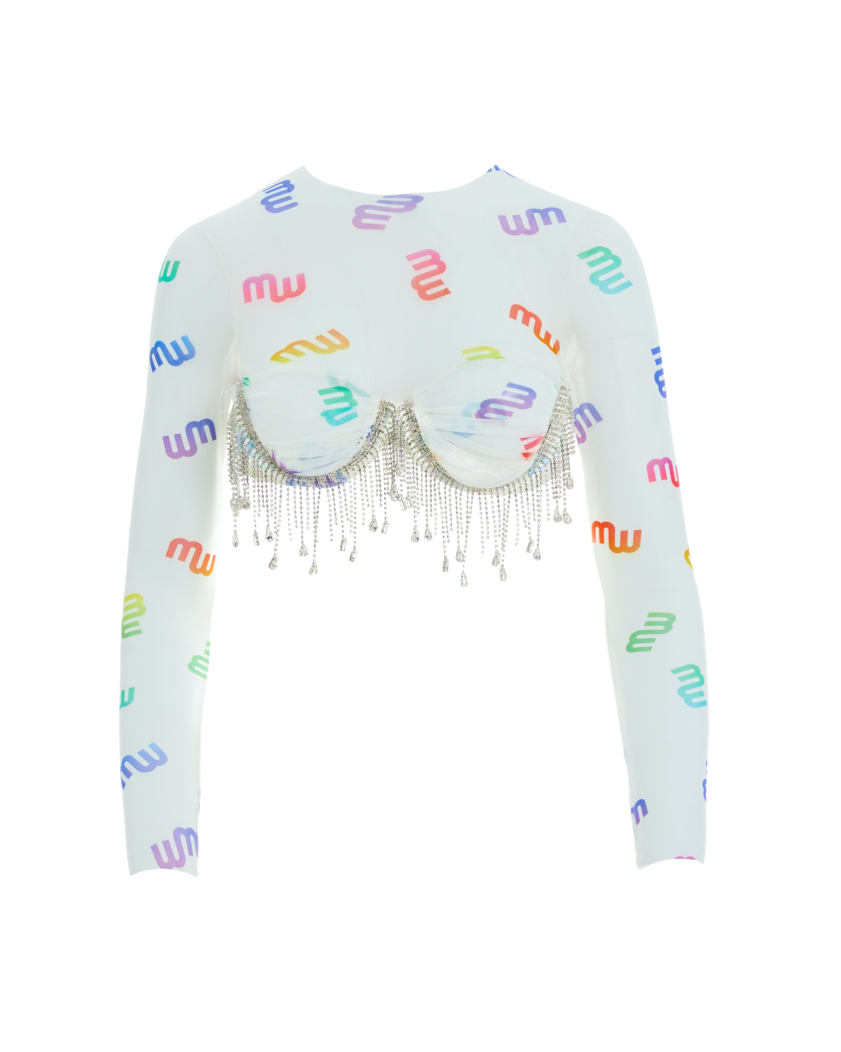 Mesh Cropped Crystal Top (logo pride)