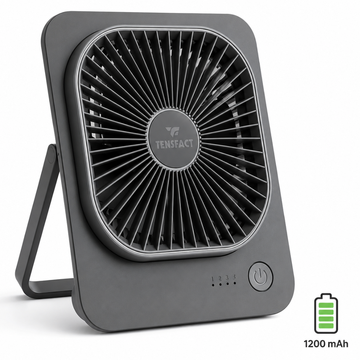 Tensfact draadloze mini ventilator USB C oplaadbare bureauventilator grijs