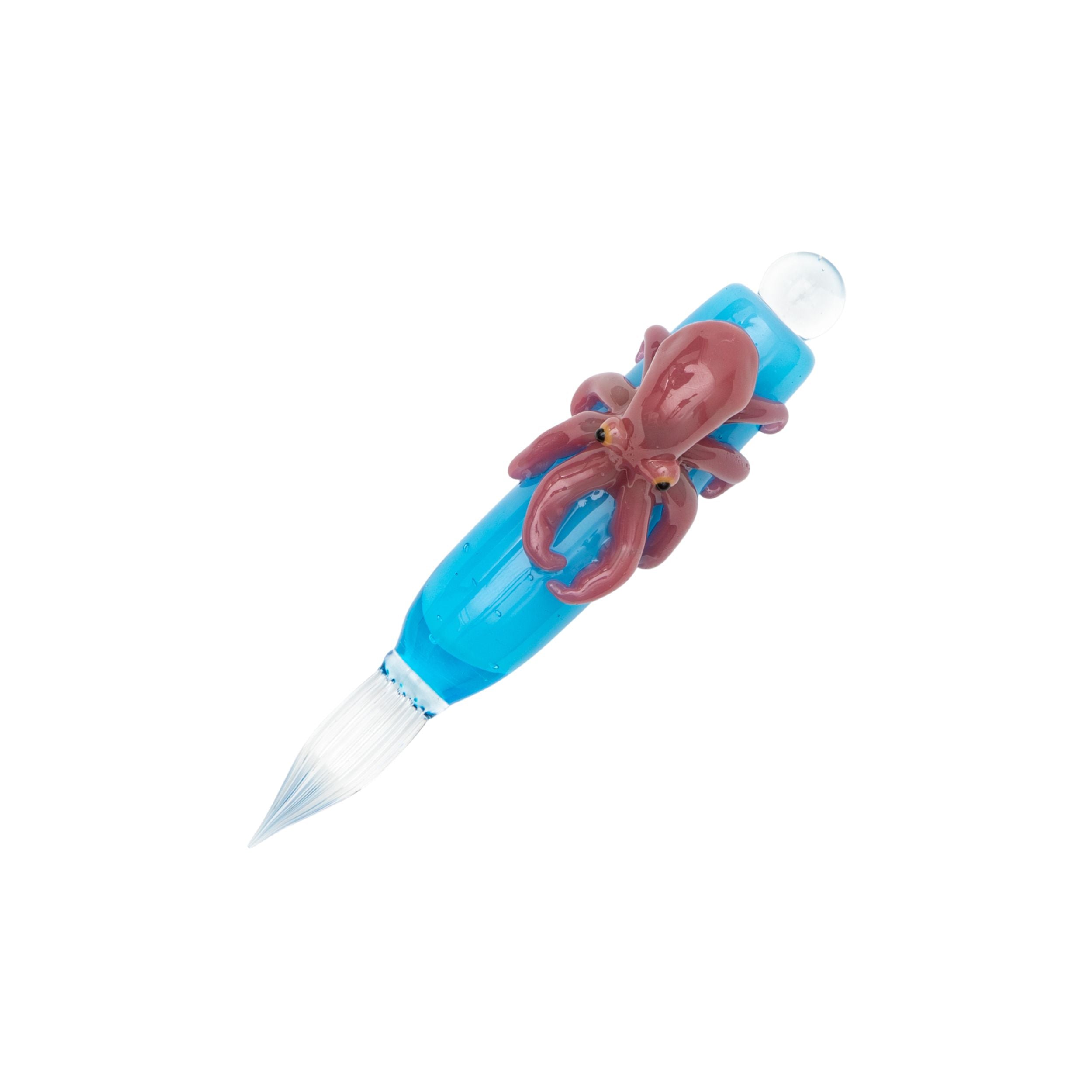 Minoru Glass glass pen in octopus design on a white background – Shibuya Stationery Store