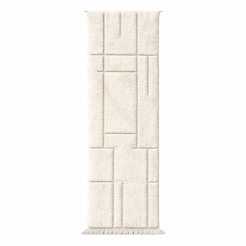 Modern Moroccan wool runner rug with geometric Berber pattern in ivory