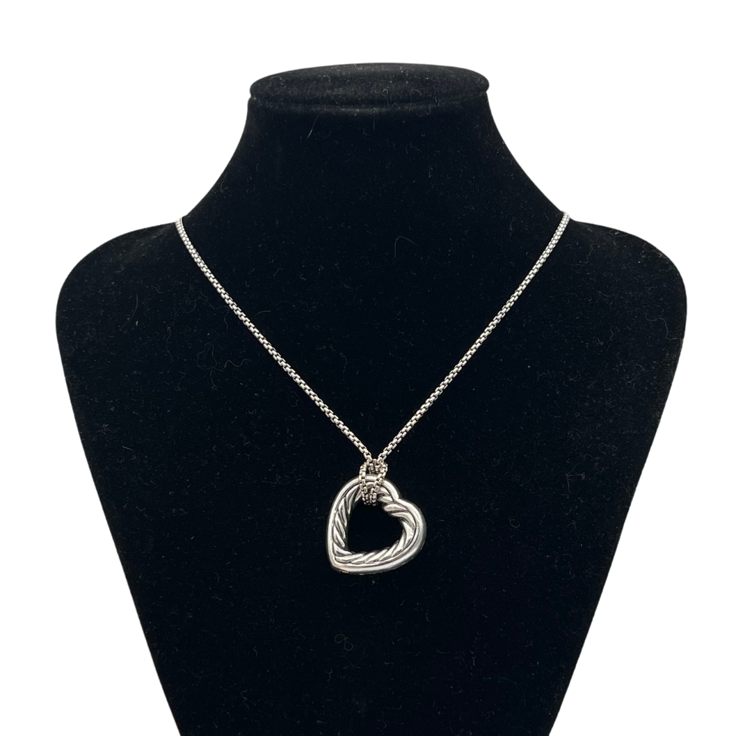 David Yurman Sterling Silver Crossover Heart Pendant Necklace