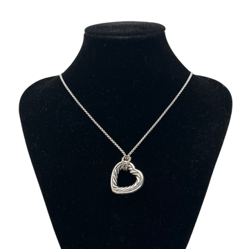 David Yurman Sterling Silver Crossover Heart Pendant Necklace