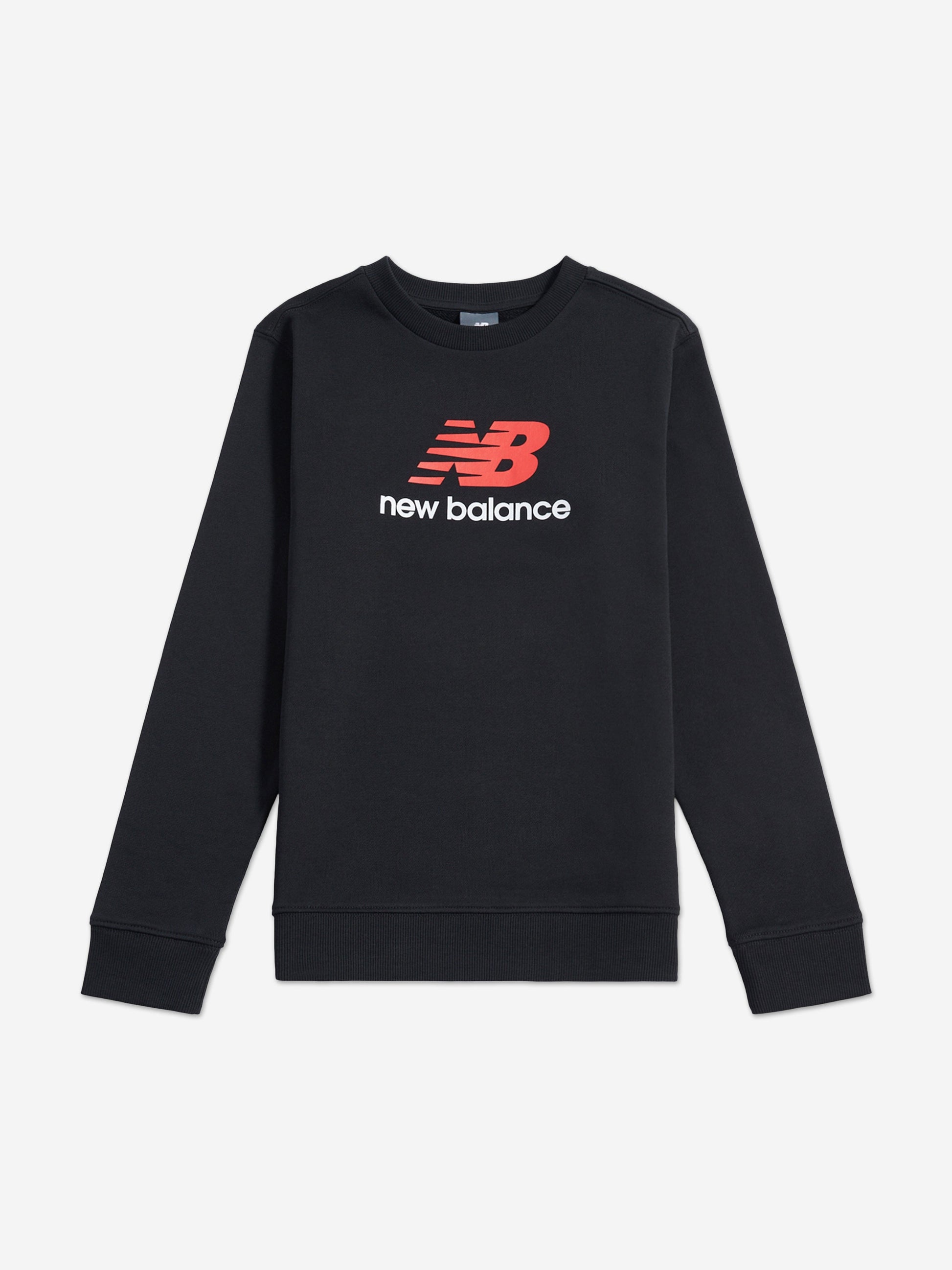 New Balance Boys Brush Back Stacked Logo Sweatshirt in Black