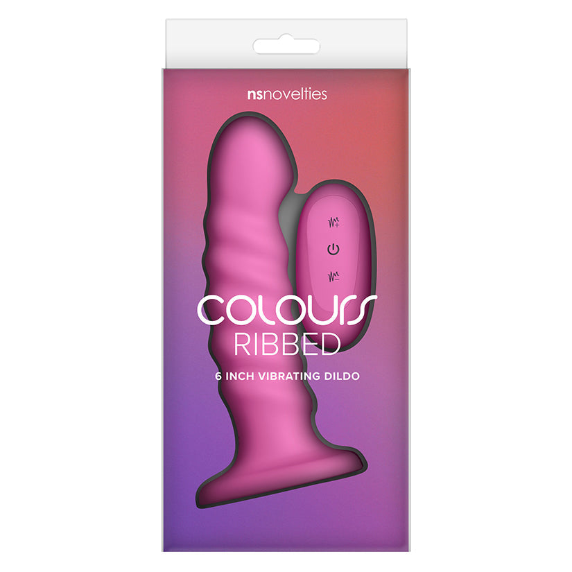 Colours Ribbed Pink 6 inch textured silicone butt plug