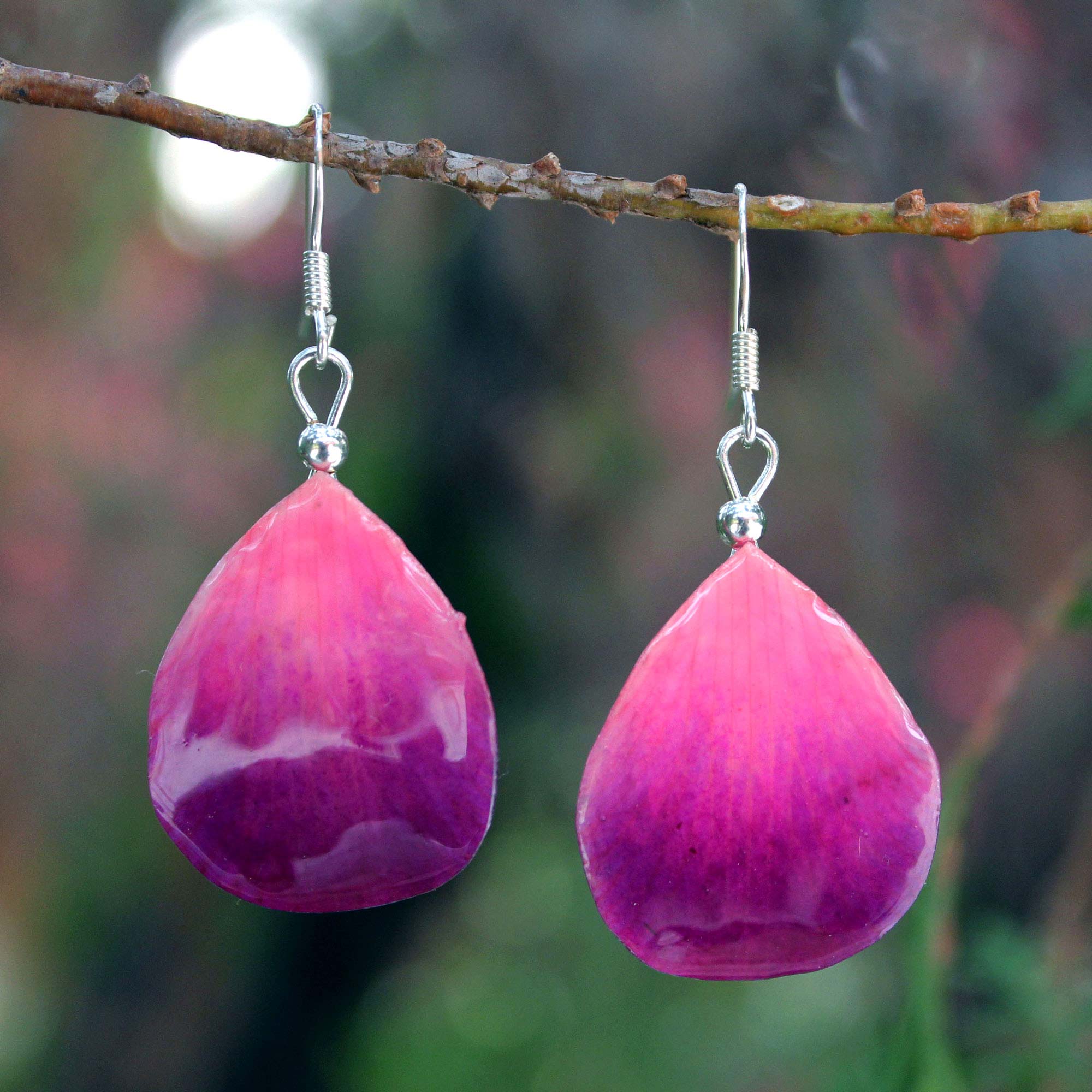 Chiang Mai Kiss Silver & Resin Flower Earrings