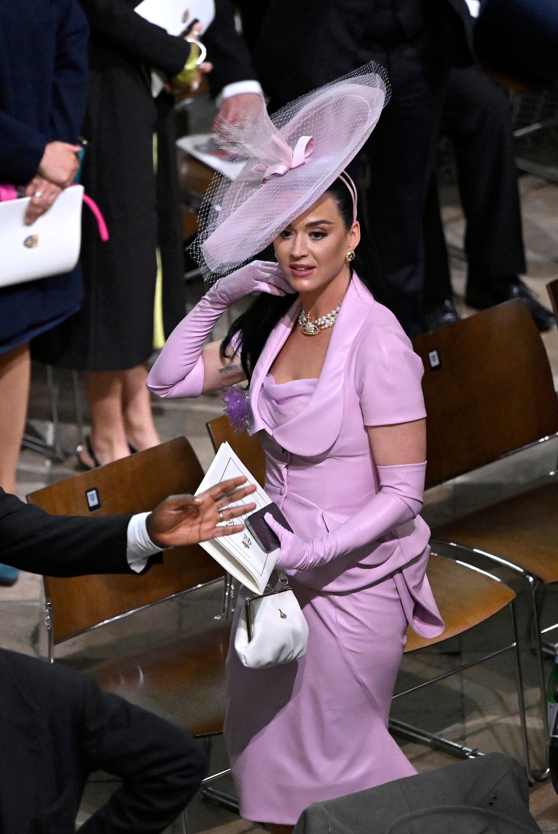 Katy Perry wears lavender suit, hat to King Charles' coronation