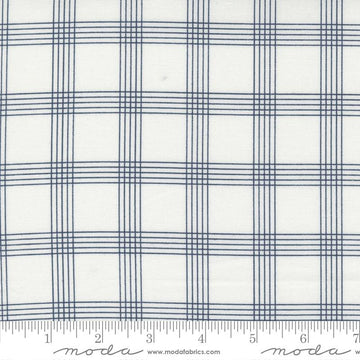 Nantucket Summer Plaid Checks Cream Navy Camille Roskelley Moda Cotton Fabric MD-55262-11