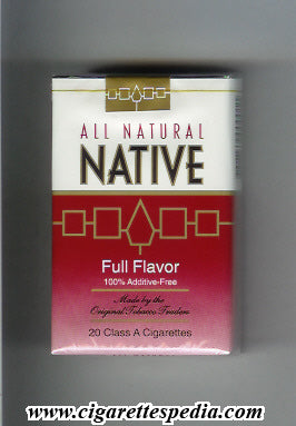 native cigarette Native All Natural (100 percent Additive-Free) (Full  Flavor) KS-20-S