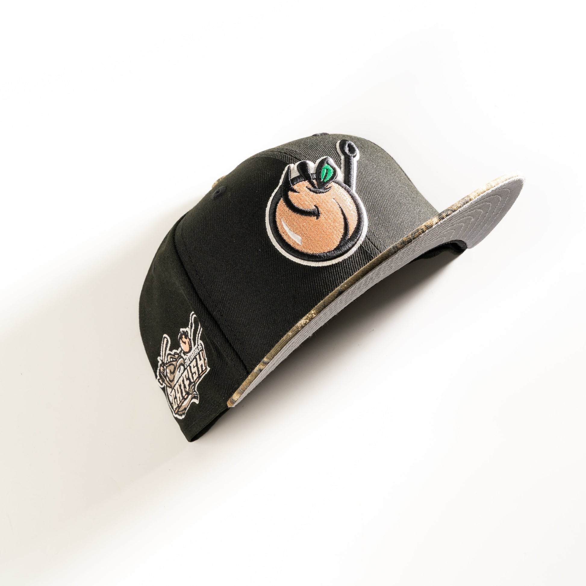 New Era Columbus Catfish 59Fifty Fitted Hat Black Camo MILB