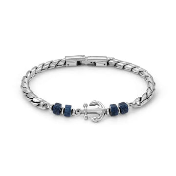 Nomination Atlante Bracelet, Anchor & Natural Stones, Stainless Steel