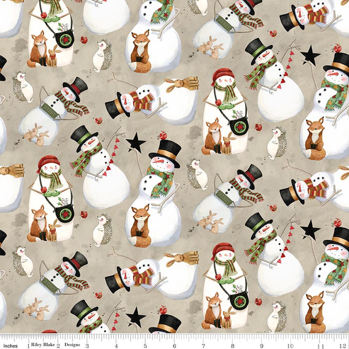 Northern Christmas Snowman Neutral Teresa Kogut Riley Blake Designs Cotton Fabric RB-C17831-NEUTRAL