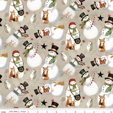 Northern Christmas Snowman Neutral Teresa Kogut Riley Blake Designs Cotton Fabric RB-C17831-NEUTRAL