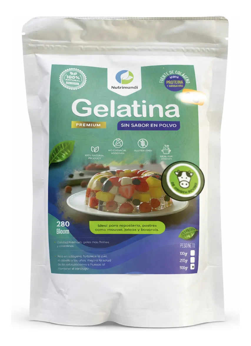 GELATINA SIN SABOR EN POLVO 500 G NUTRIMUNDI