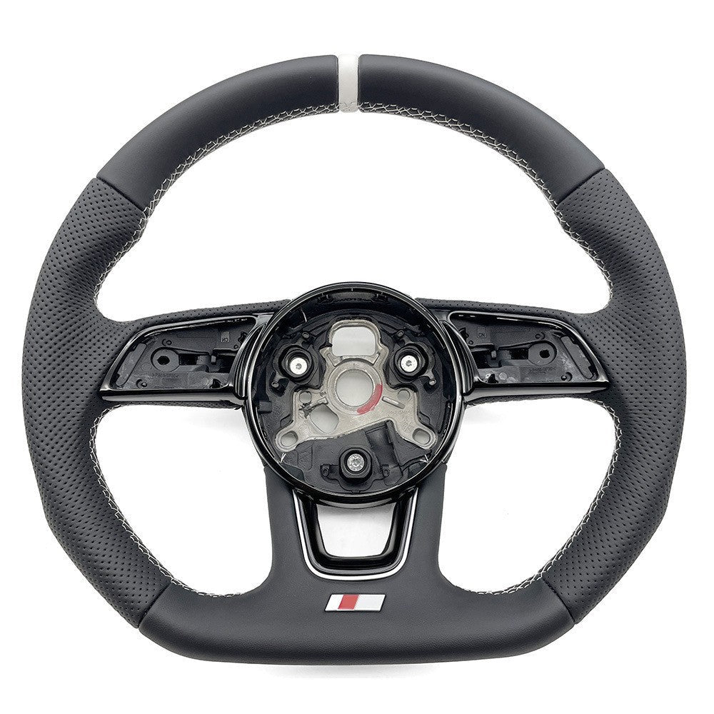 Suitable for Audi A4B9 S standard, semi perforated white line, white leather, return to normal standard, no buttons, no paddles, steering wheel bottom