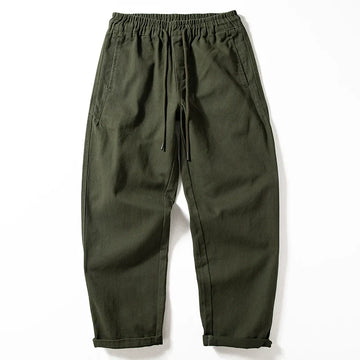Thick Brushed Cotton Loose Straight Pants