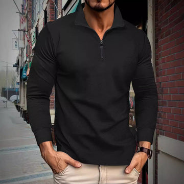 Functional long sleeve pullover for men with half-zip and innovative structural design Lune London