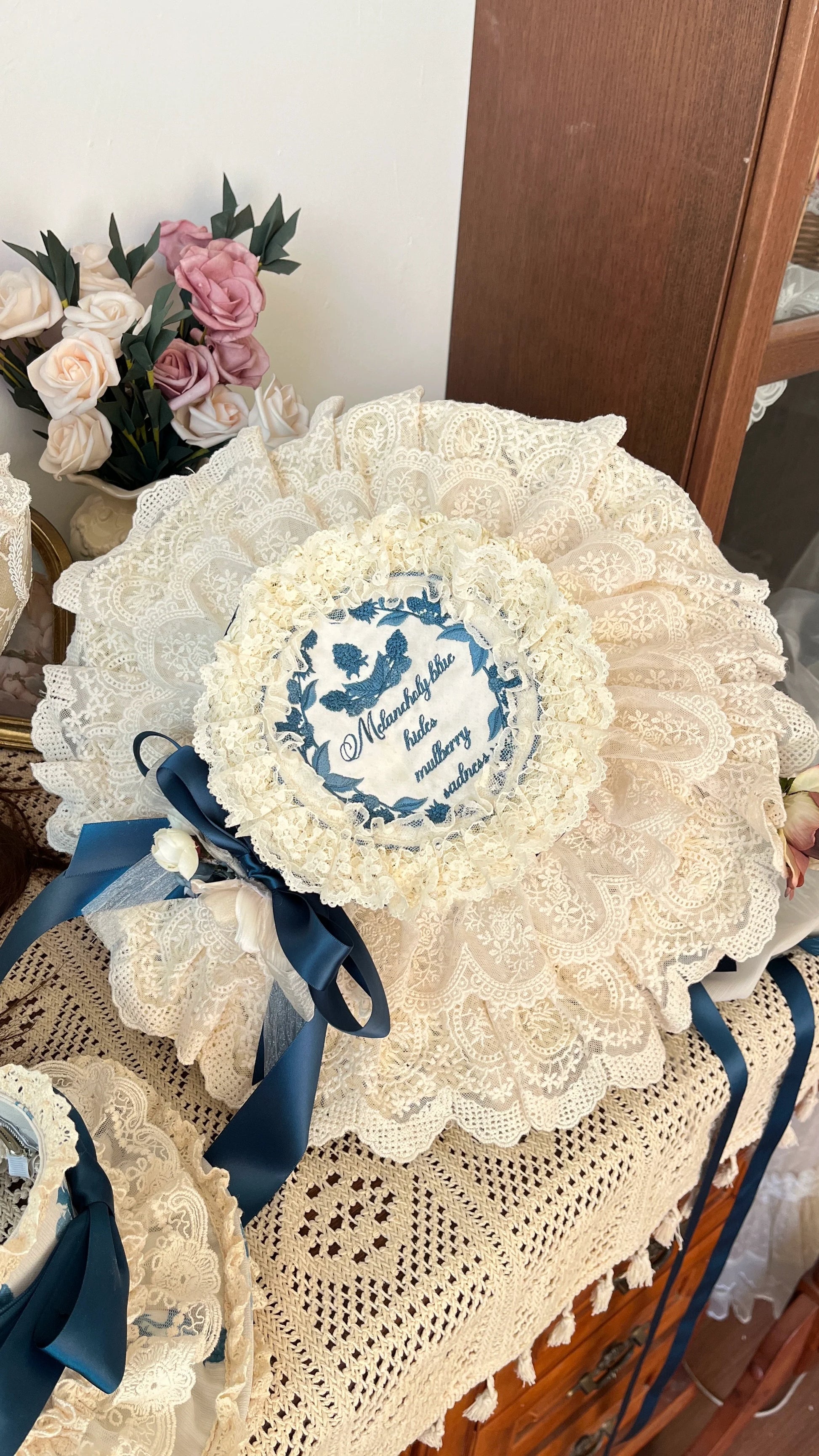 Mulberry Poem - Country Lolita Accessory Set Headdress and Handbag Straw Hat Only One Size