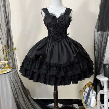 Cross Medal - Dark Gothic Lolita JSK and Bolero S Black JSK Only