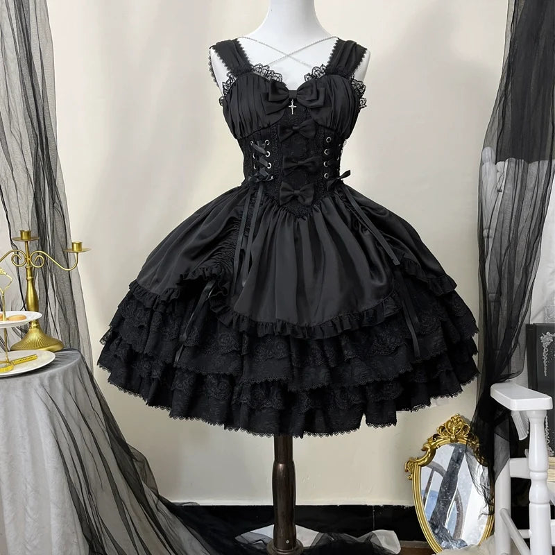 Cross Medal - Dark Gothic Lolita JSK and Bolero S Black JSK Only