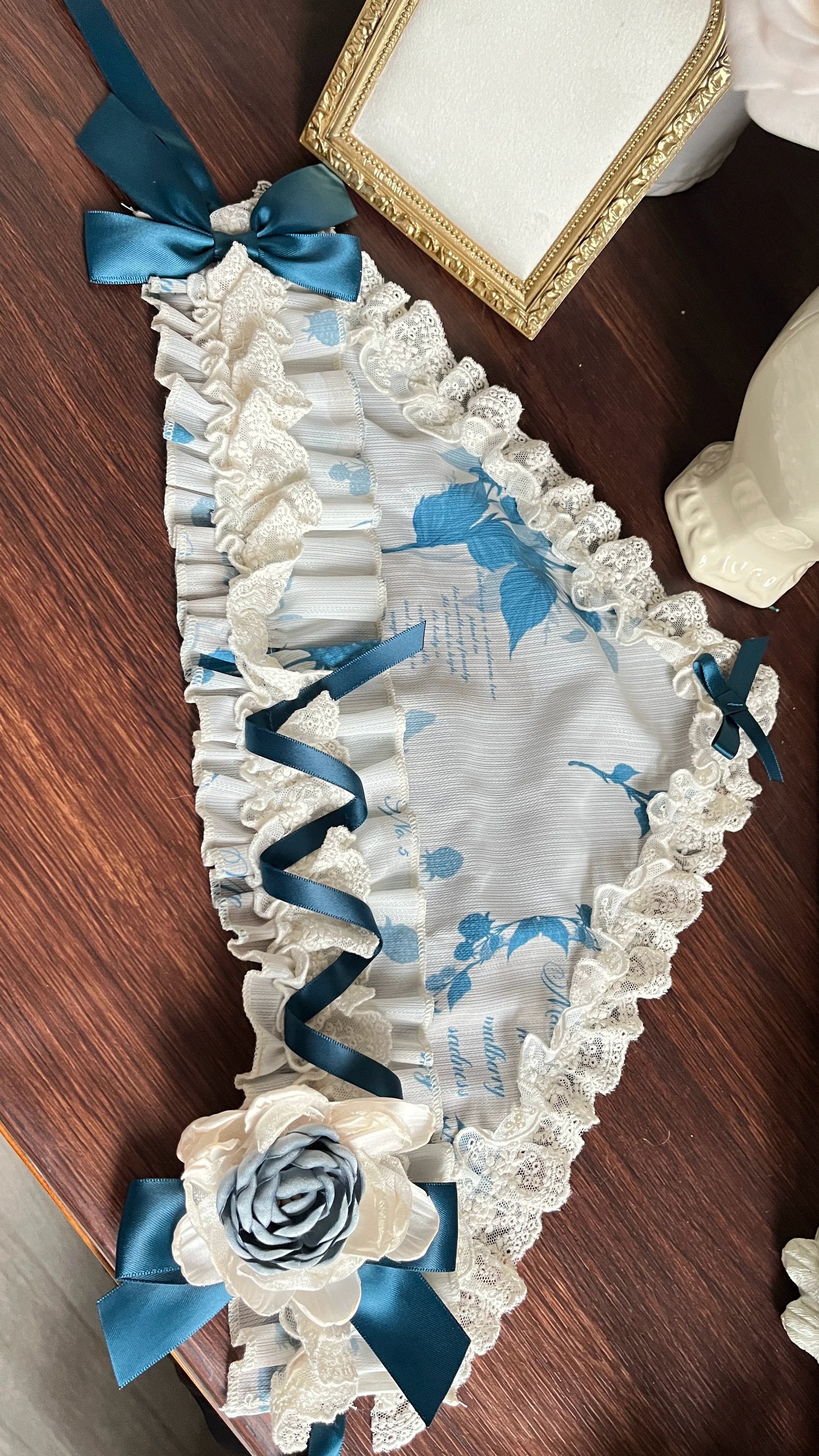 Mulberry Poem - Country Lolita Accessory Set Headdress and Handbag Triangle Bandana Only One Size