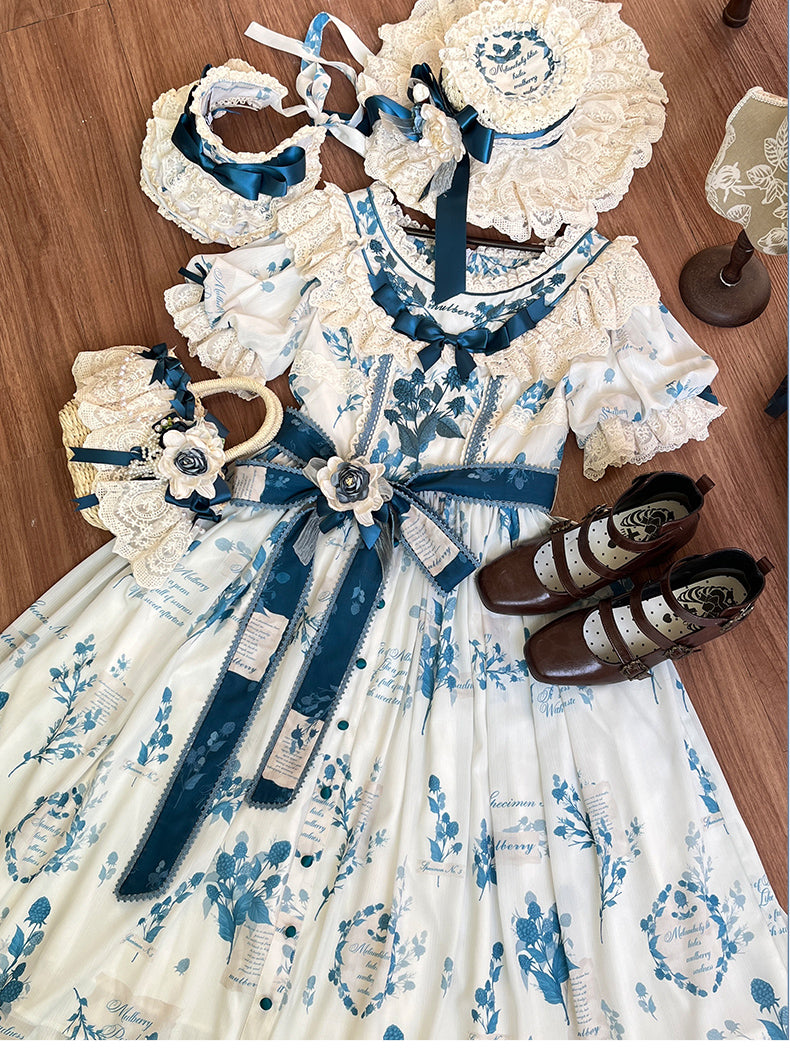 Mulberry Poem - Country Lolita Accessory Set Headdress and Handbag